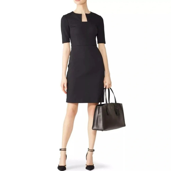 Trina Turk Dresses & Skirts - TRINA TURK Black Crape Textured Scotch Notch Neck Sheath Dress Sz. 4
